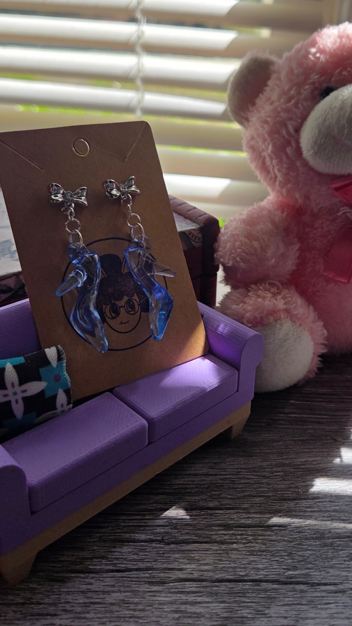 Cinderella Glass Slipper Earrings β Blue Acrylic High Heel Dangle Earrings β Cute Princess Jewelry Gift