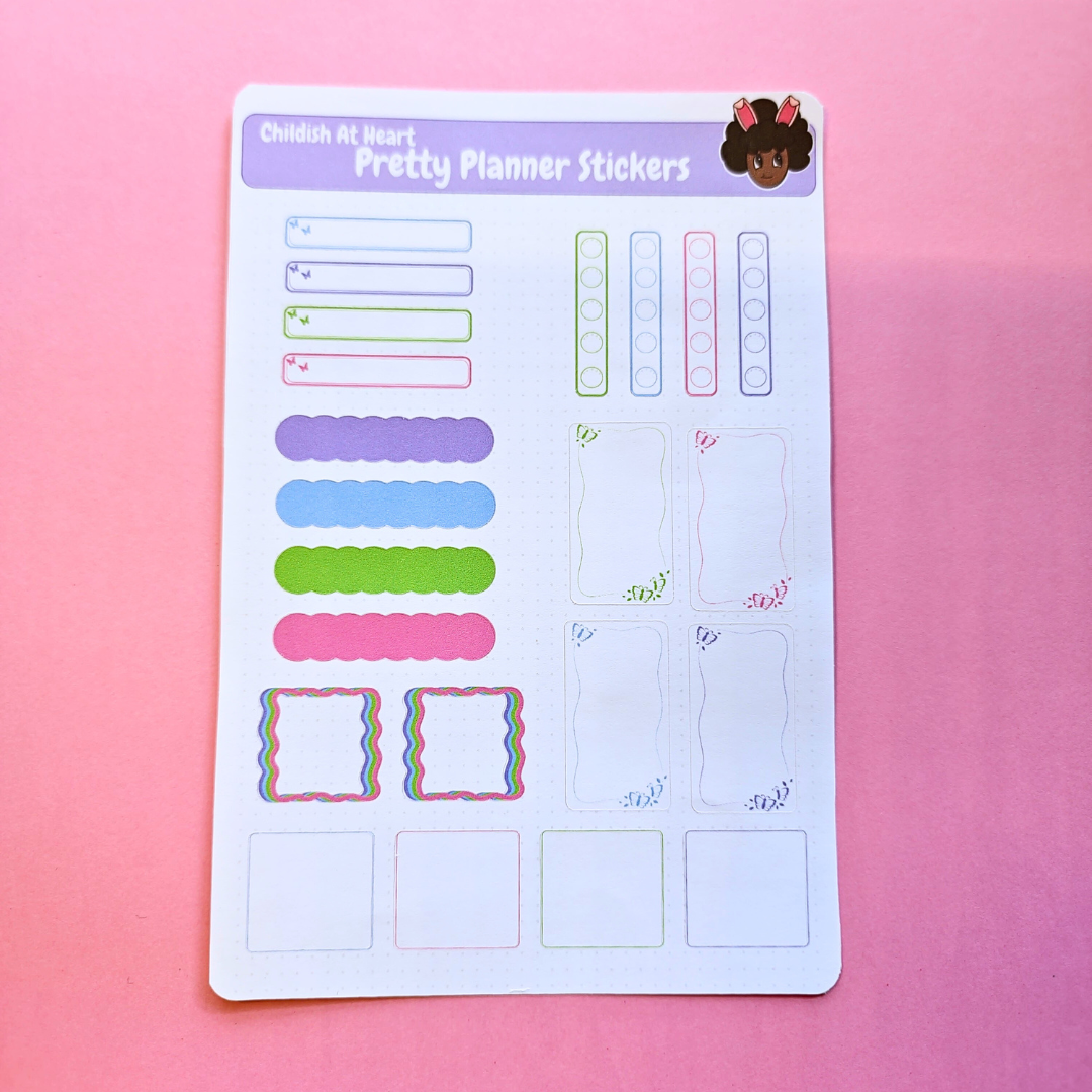 Colorful Matte Planner Stickers for Organization - Labels, Boxes, & Notes 1 Sheet