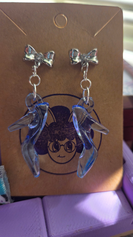 Cinderella Glass Slipper Earrings – Blue Acrylic High Heel Dangle Earrings – Cute Princess Jewelry Gift