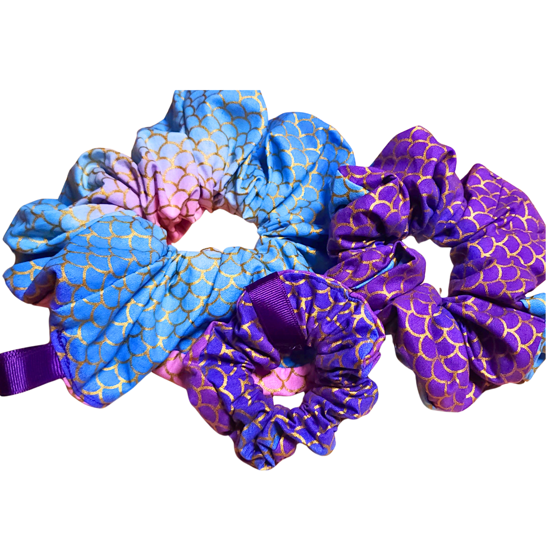 Cotton Enchanted Mermaid Scale Scrunchies