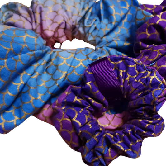 Cotton Enchanted Mermaid Scale Scrunchies