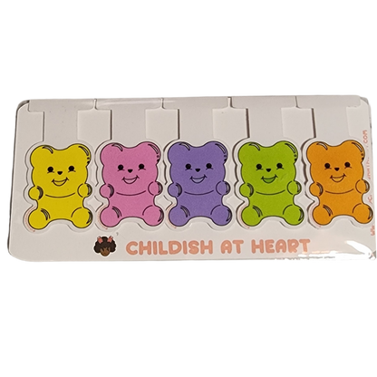 Adorable Colorful Happy Gummy Bear Magnet Bookmark Set of 5