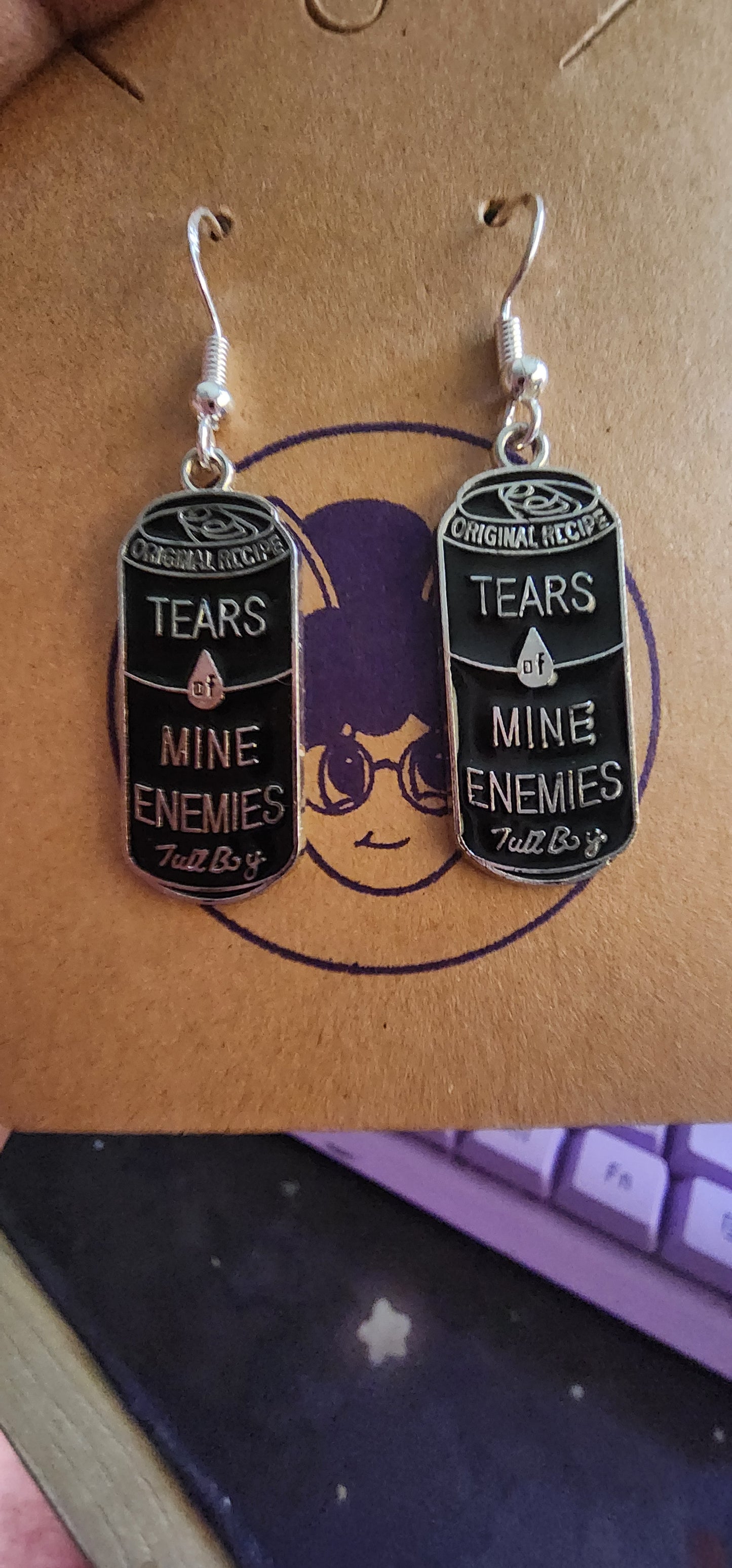 A Can Of My Enemies Tears Dangle Earrings