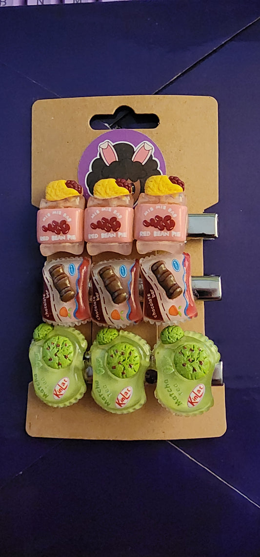 🍭 Kawaii Snack Hair Clip Set (3-Piece Pack)