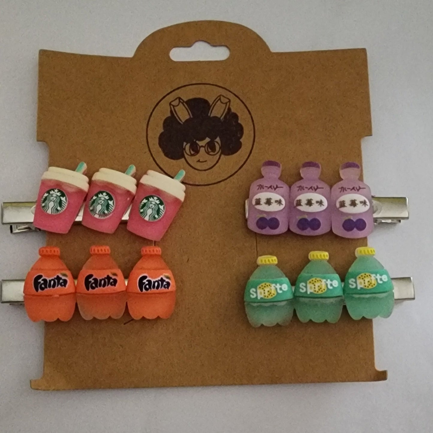 4Pk Beverage Hairclips