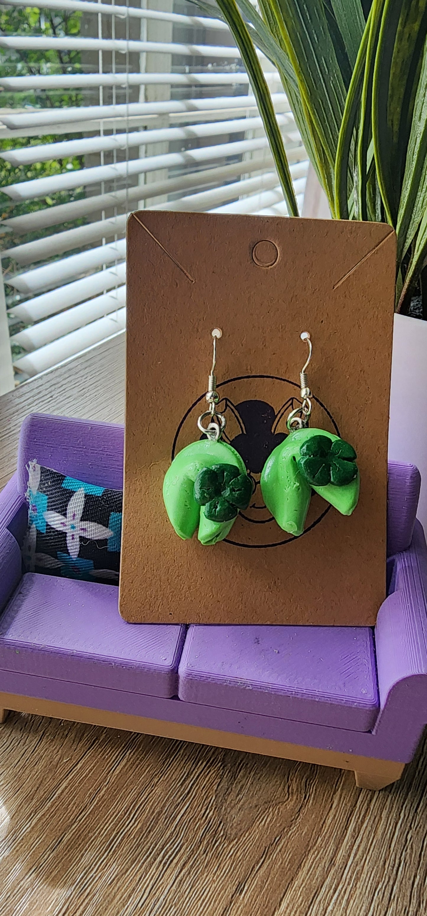 Handmade Plymer Clay Fortune Cookie Earrings