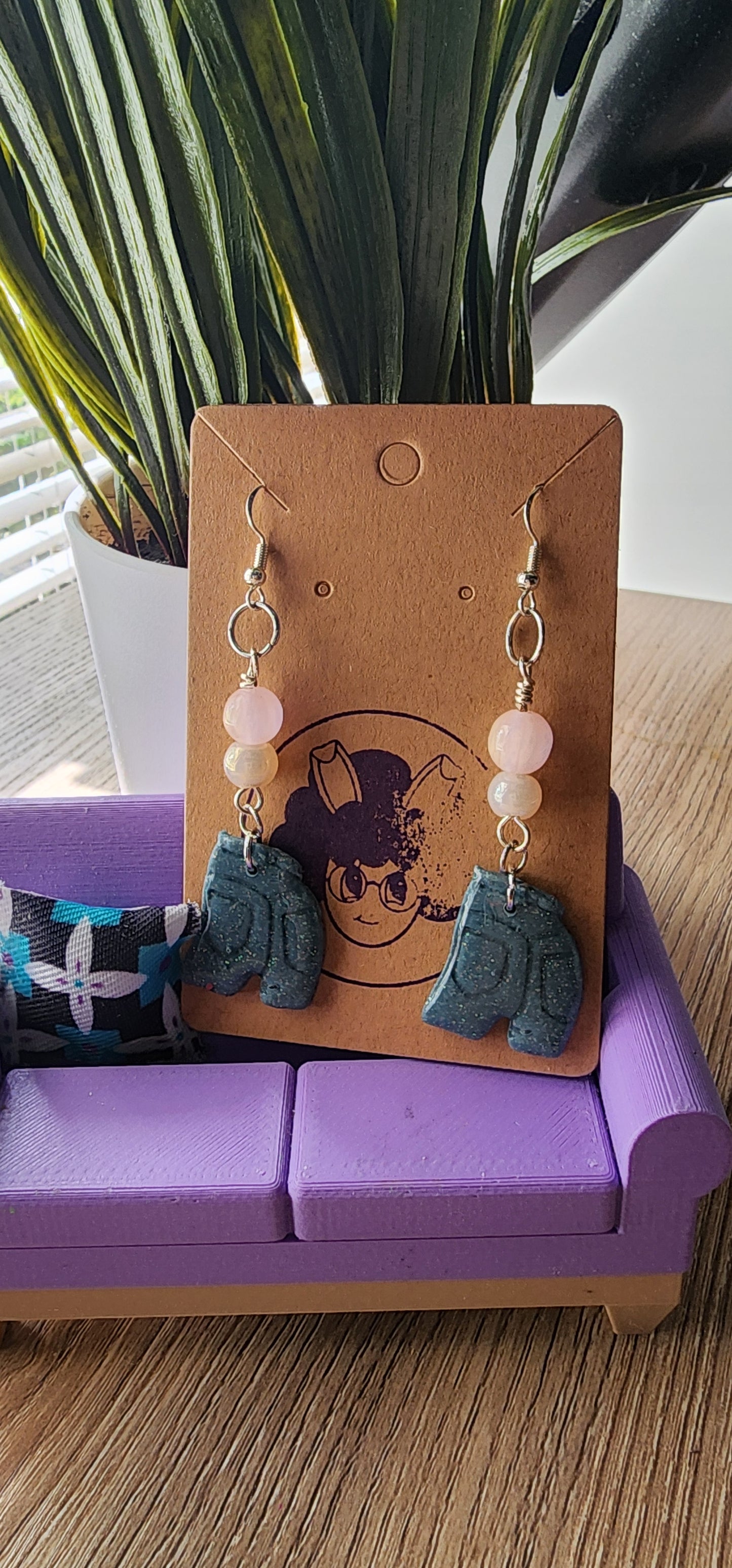 Denim Booty Dangle Earrings