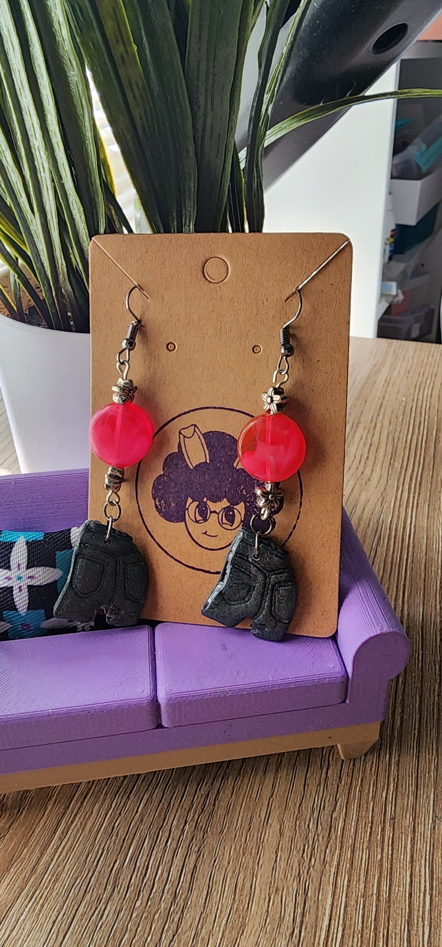 Denim Booty Dangle Earrings