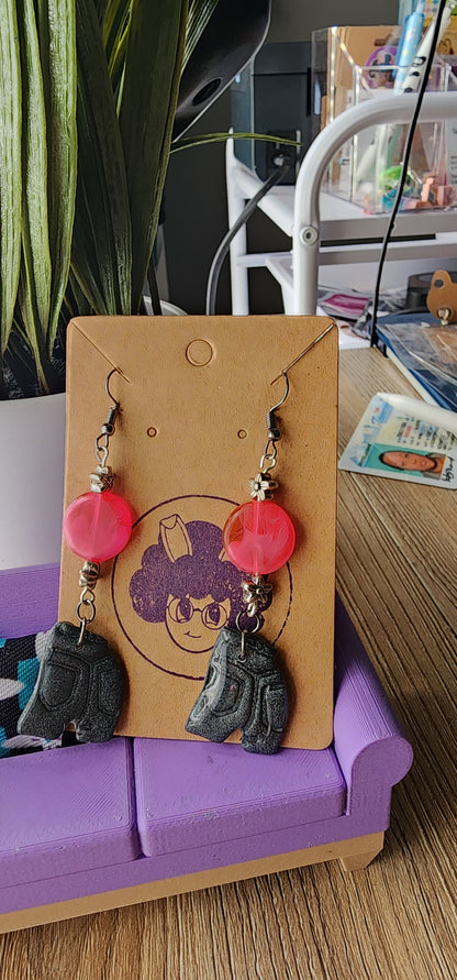 Denim Booty Dangle Earrings