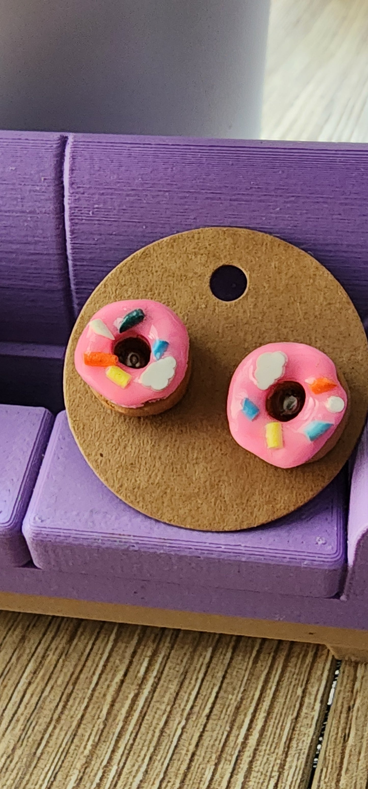 Handmade Polymer Clay Donut Studs