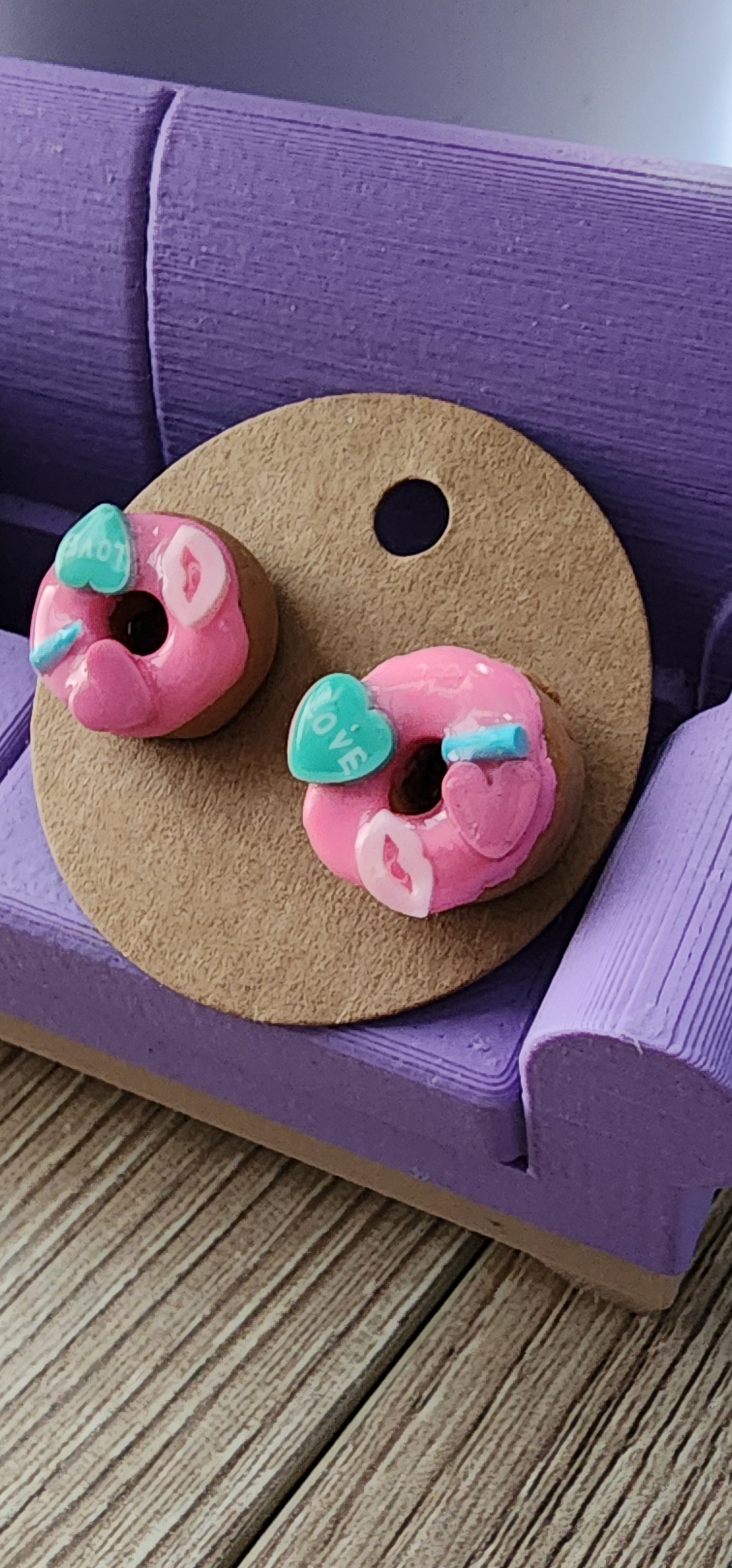 Handmade Polymer Clay Donut Studs