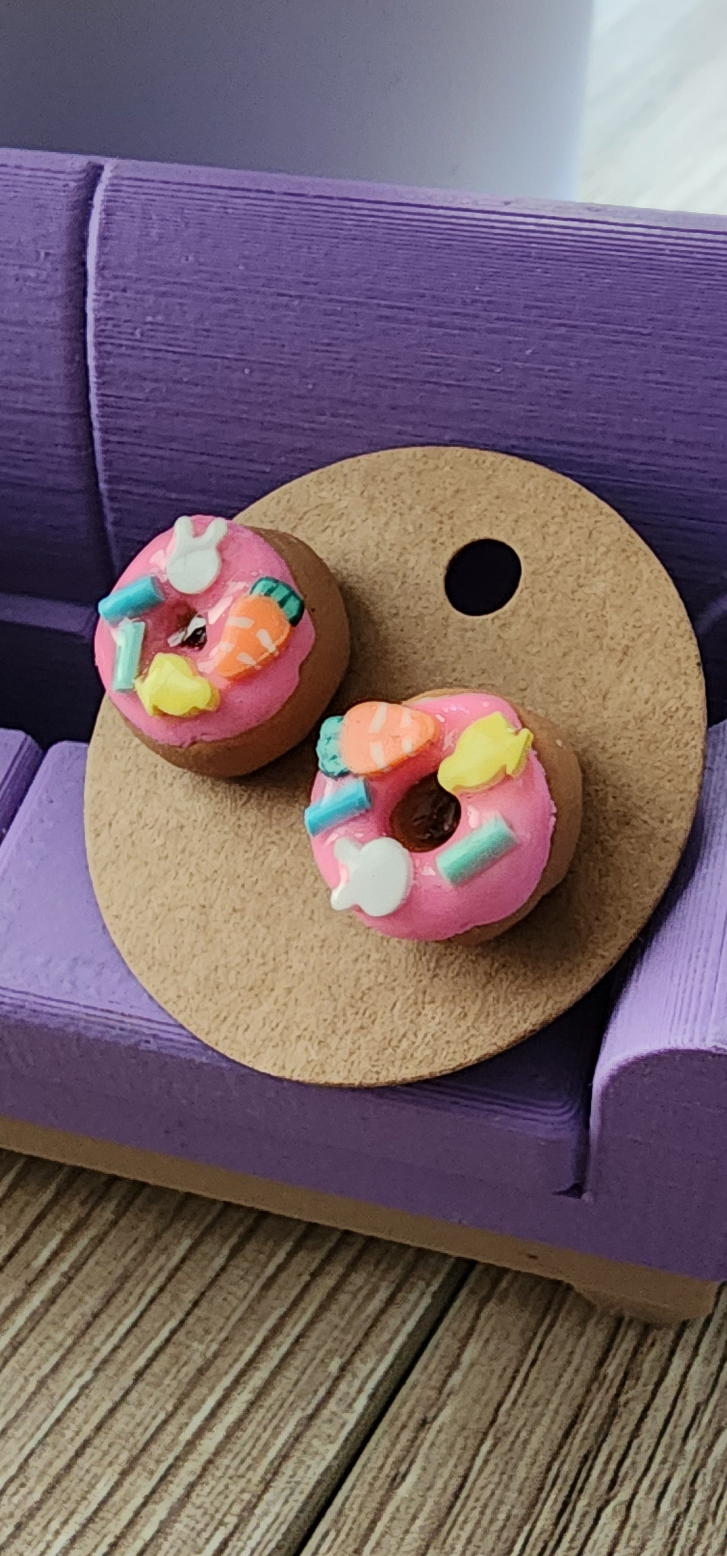 Handmade Polymer Clay Donut Studs