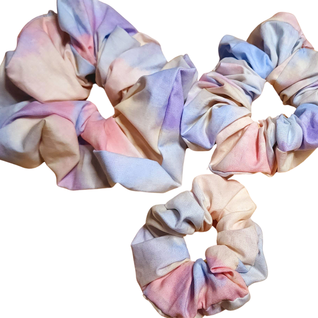 Cotton Pink And Blue Tie Dye Scrunchie