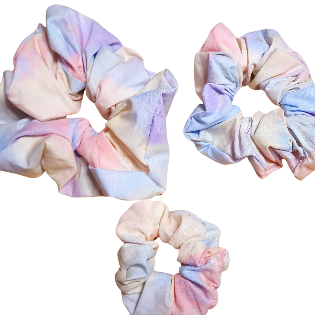 Cotton Pink And Blue Tie Dye Scrunchie