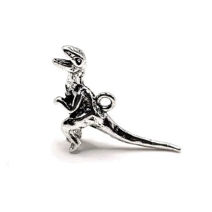 Cute Velociraptor Heart Earrings – Silver Dinosaur Dangle Stud Earrings – Kawaii Prehistoric Jewelry Gift
