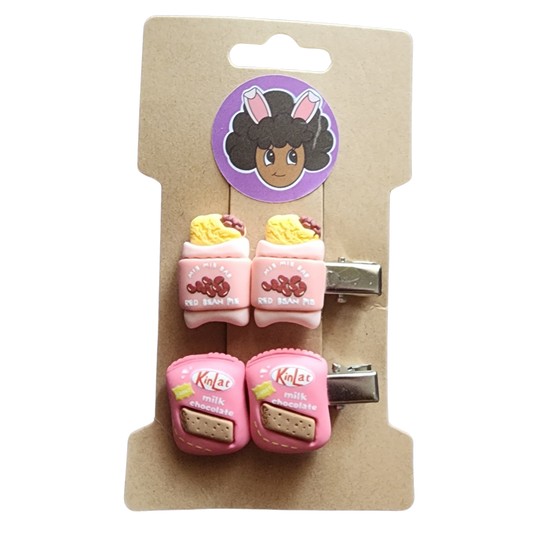 🍓 Kawaii Snack Hair Clip Set (2-Piece Pack)