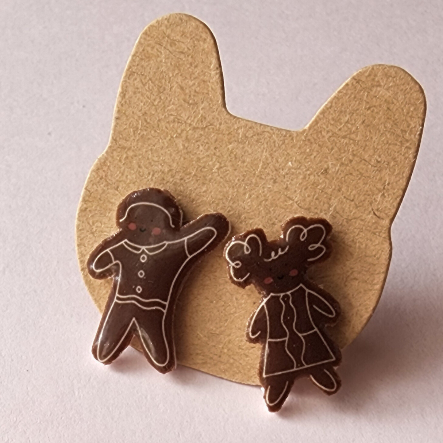 Cute Chocolate "Gingerbread" Cookie Stud Earrings