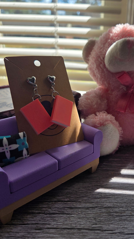Cute Pink Book Earrings – Mini Book Lover Dangle Earrings – Kawaii Reader Jewelry Gift for Book Lovers