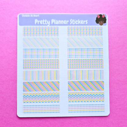 Pretty Planner Matte Washi Tape Stickers - Pastel Patterns for Journals & Planners 2 Pack