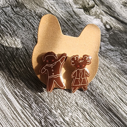 Cute Chocolate "Gingerbread" Cookie Stud Earrings