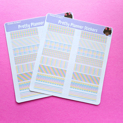 Pretty Planner Matte Washi Tape Stickers - Pastel Patterns for Journals & Planners 2 Pack