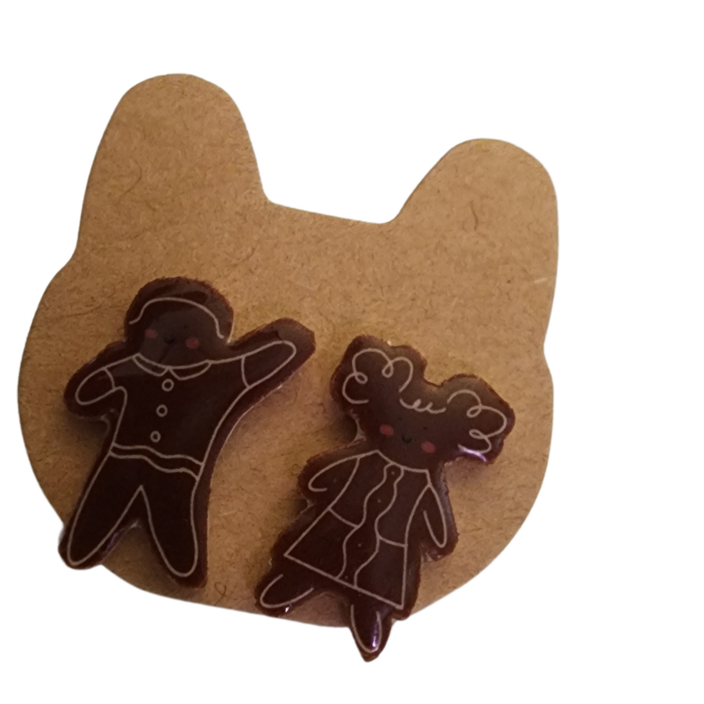 Cute Chocolate "Gingerbread" Cookie Stud Earrings