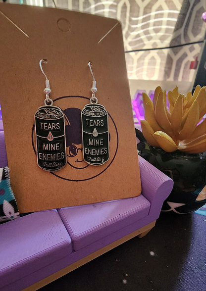 A Can Of My Enemies Tears Dangle Earrings