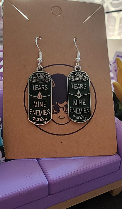 A Can Of My Enemies Tears Dangle Earrings